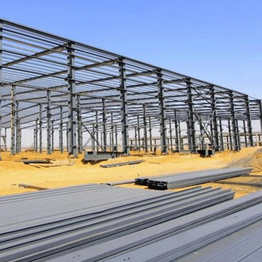 Estructura metálica de galpón industrial en construcción