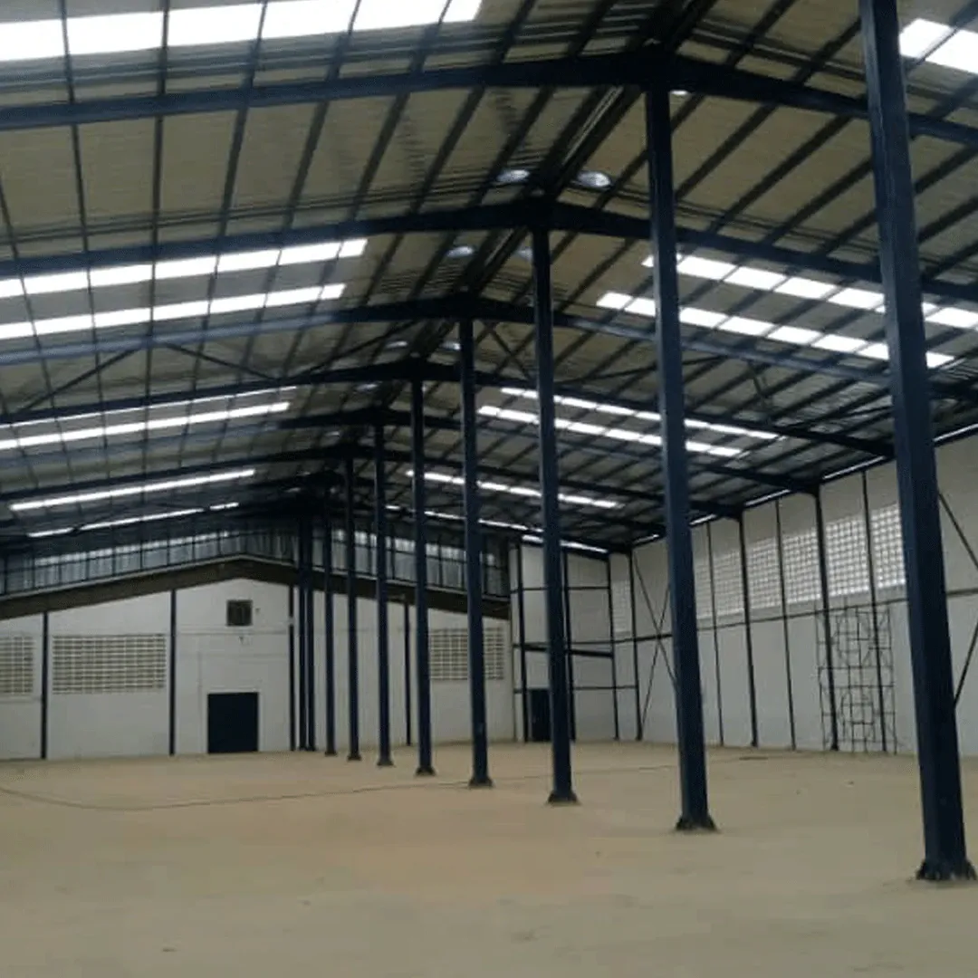 Interior del galpón terminado, listo para operar.
